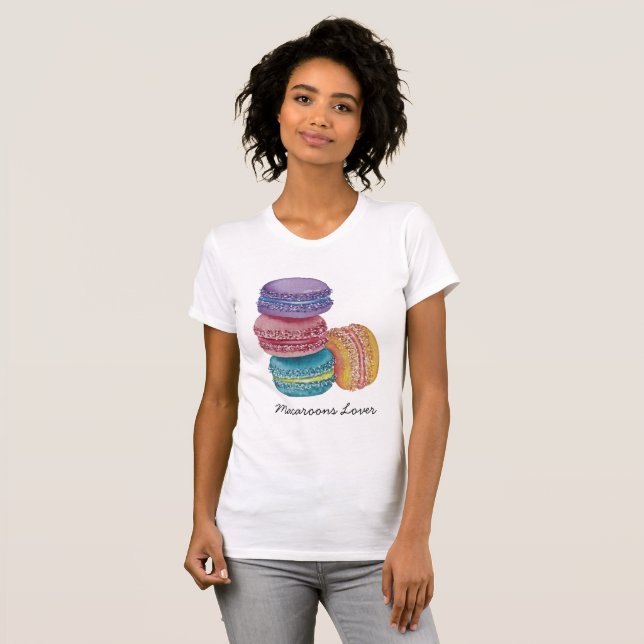 Cute Rainbow Macaroons In Watercolor  T-Shirt (Front Full)