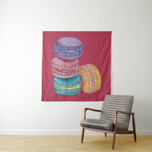 Cute Rainbow Macaroons In Watercolor  Tapestry