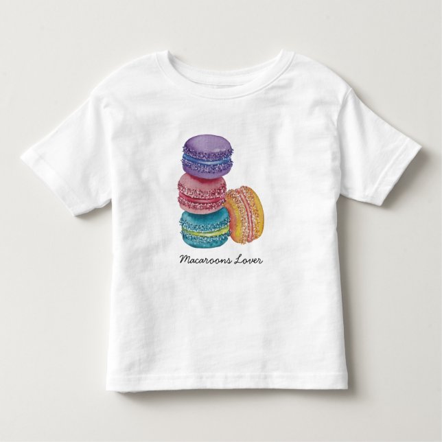 Cute Rainbow Macaroons In Watercolor   Toddler T-Shirt (Front)