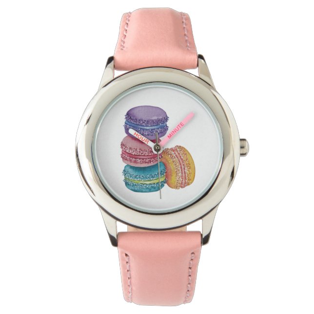 Cute Rainbow Macaroons In Watercolor  Watch (Front)