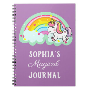 Cute Rainbow Magical Unicorn Purple Notebook