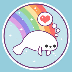 Manatee Cute Kawaii Rainbow Heart Gifts On Zazzle Nz