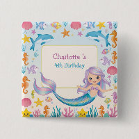 Cute Rainbow mermaid fish shark whale Birthday