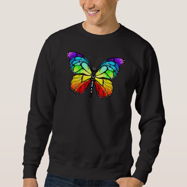 Cute Rainbow Monarch Butterfly Aesthetic Sweatshirt (Front)