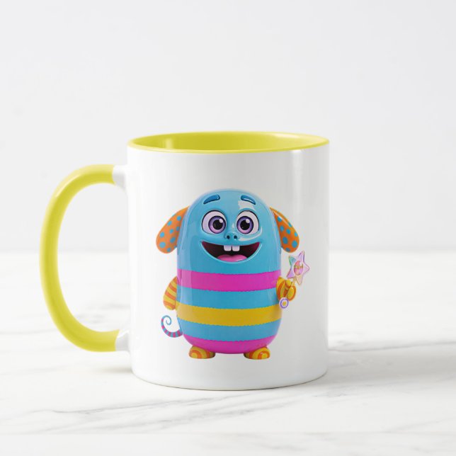 Cute Rainbow Monster Happy Character Mug (Left)
