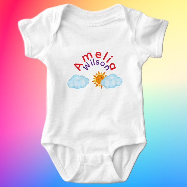 Cute Rainbow Name Sun Cloud  Baby Bodysuit (Creator Uploaded)