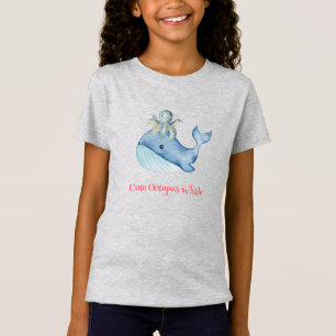 Cute rainbow octopus Whale fish Birthday party T-Shirt