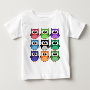 Cute! - Rainbow of Colourful Owls Baby T-Shirt
