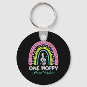 Cute Rainbow One Hoppy Music Teacher Happy Easter Key Ring