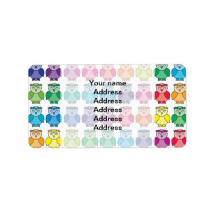 Cute Rainbow Owl Pattern Label