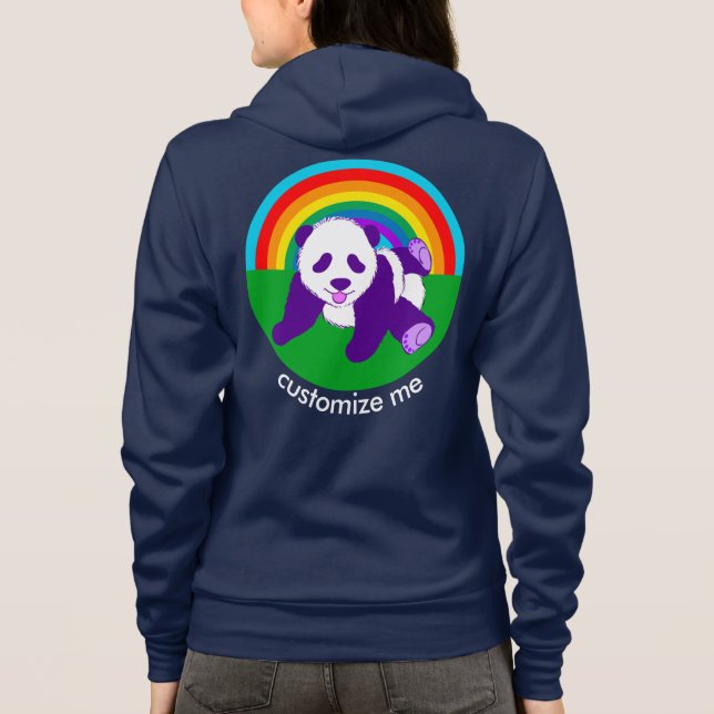 Cute Rainbow Panda Bear Custom Hoodie (Back)