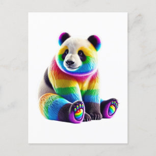 Cute Rainbow Panda Holiday Postcard