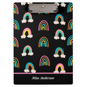 Cute Rainbow Patten Customisable Teacher's Clipboard