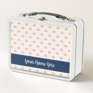 Cute Rainbow Pattern Back to School Personalised Metal Lunch Box