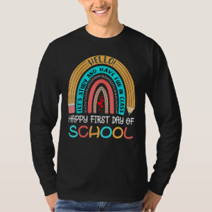 Cute Rainbow Pencil Kindergarten Teacher First Day T-Shirt