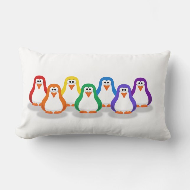 Cute Rainbow Penguin Pillow (Front)
