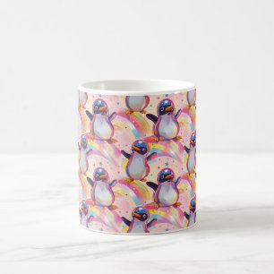 Cute Rainbow Penguins and Stars Pattern Coffee Mug