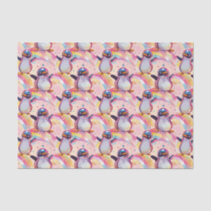 Cute Rainbow Penguins and Stars Pattern Tissue Paper
