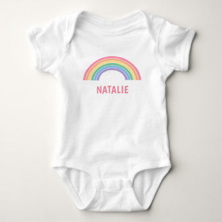 Cute Rainbow Personalised Name Baby Bodysuit