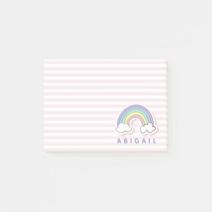 Cute Rainbow - Personalised Pink Striped Kids' Post-it Notes
