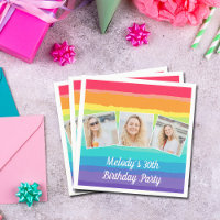 Cute Rainbow Photo Collage Custom Birthday Party