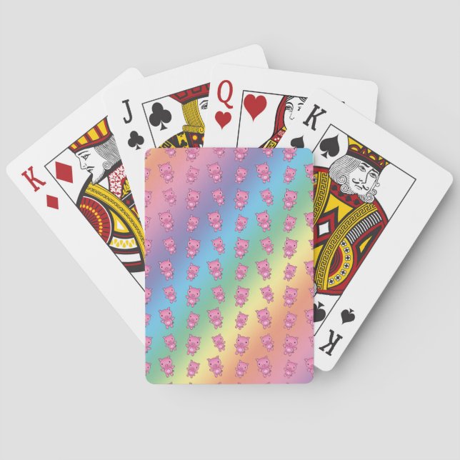 Cute rainbow pig pattern playing cards (Back)