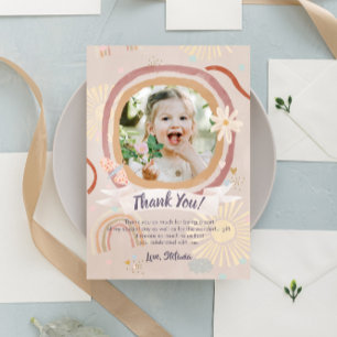 Cute Rainbow Pink Birthday Thank You Card