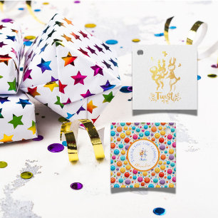 Cute Rainbow Polka Dots Pattern Forest Rabbits Favour Tags