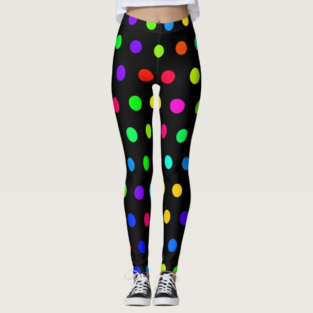 Cute Rainbow Polka Dots Pattern Leggings (Front)