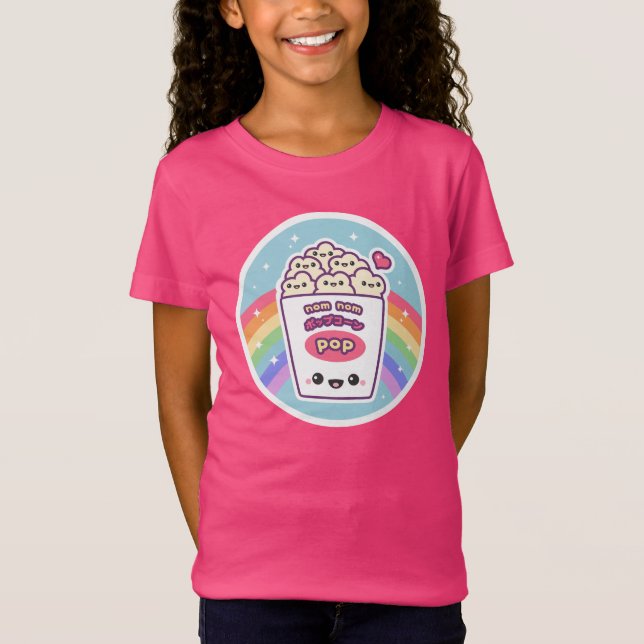 Cute Rainbow Popcorn T-Shirt (Front)