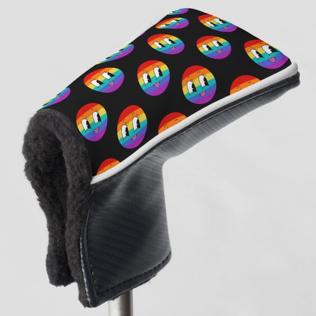 Cute Rainbow Pride Face  – Colourful LGBTQ Golf Head Cover (3/4 Front)
