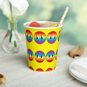 Cute Rainbow Pride Face  – Colourful LGBTQ Paper Cups