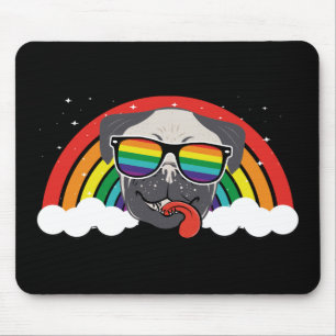 Cute Rainbow Pug Mouse Pad