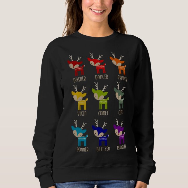 Cute Rainbow Reindeer Tacky Christmas Sweatshirt (Front)