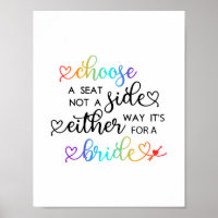 Cute Rainbow Script Choose A Seat Lesbian Wedding