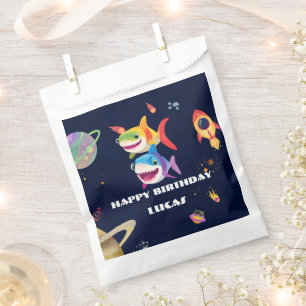 Cute rainbow Shark Galaxy Rocket birthday party  Favour Bags