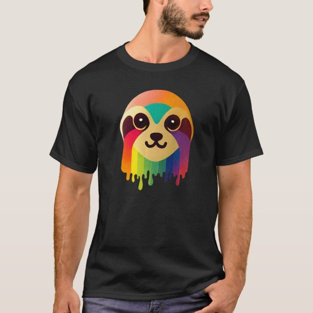 Cute Rainbow Sloth T-Shirt (Front)