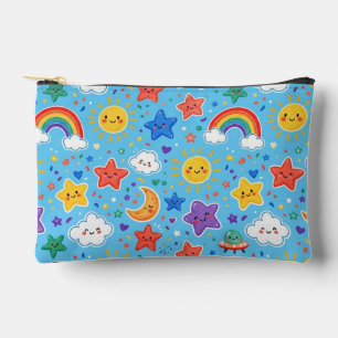 Cute Rainbow Space Seamless Pattern Accessory Pouch