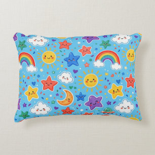 Cute Rainbow Space Seamless Pattern Decorative Cushion