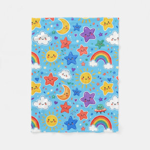 Cute Rainbow Space Seamless Pattern Fleece Blanket