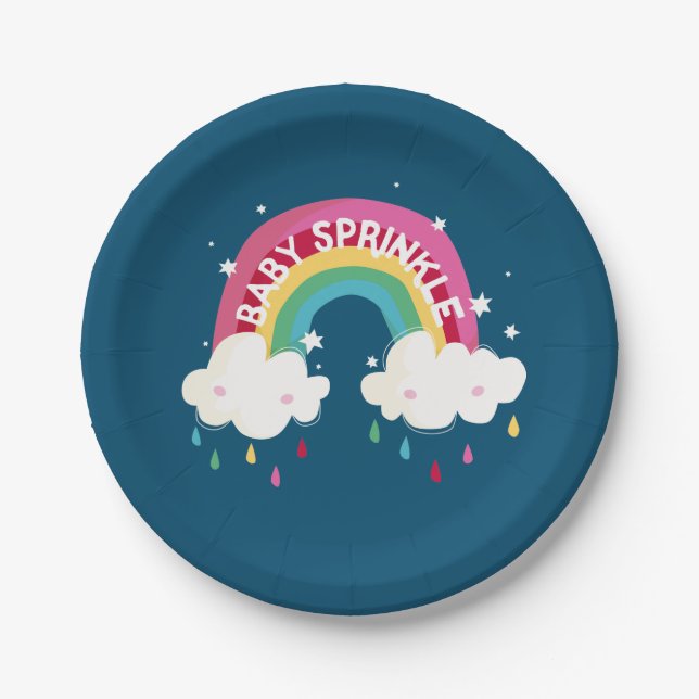 Cute Rainbow Sprinkle Baby Shower Paper Plate (Front)