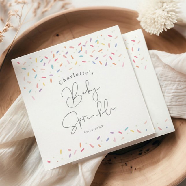 Cute Rainbow Sprinkles Baby Sprinkle Shower Napkin (Cure Rainbow Sprinkle Baby Sprinkle Shower Party Napkins.)