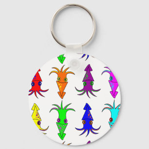 Cute Rainbow Squid Key Ring