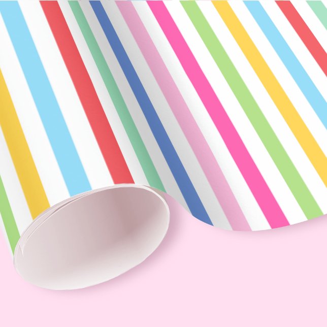 Cute Rainbow Stripes Birthday Colourful Wrapping Paper (Creator Uploaded)