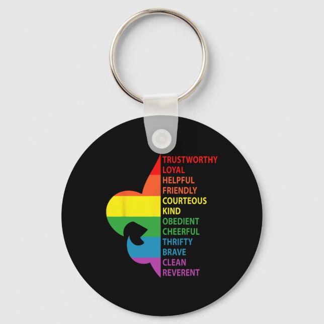 Cute Rainbow Style Scouting Law  Key Ring (Front)
