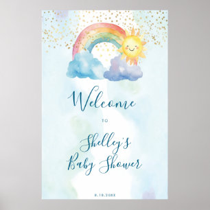 cute rainbow sun baby shower welcome sign