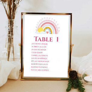 Cute Rainbow sun Babyshower Seating Chart Cards