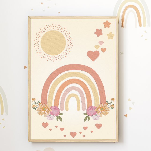 Cute Rainbow Sun Hearts Nursery Print Kids Room (Creator Uploaded)