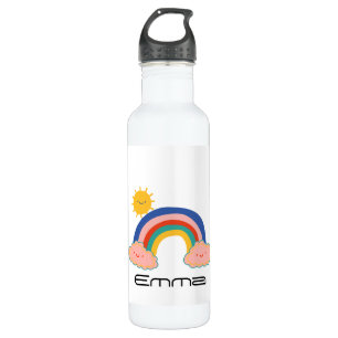 Cute Rainbow sun Kids Back To School DIY name 710 Ml Water Bottle