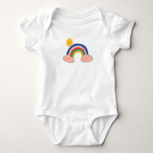 Cute Rainbow sun Kids Back To School DIY name Baby Bodysuit